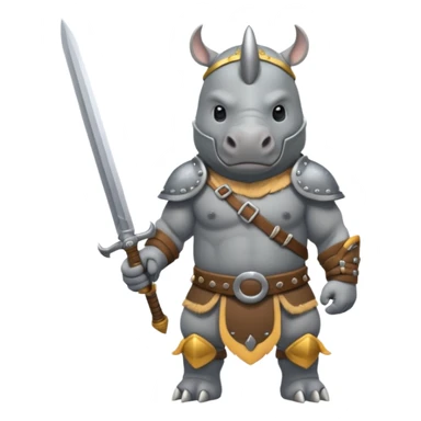 rhino with viking helmet and sword sticker