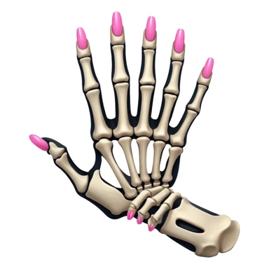 skeleton hand with long pink nails sticker