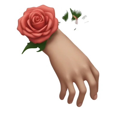 An image of a hand with a large rose thorn stuck in the skin, causing a slight distortion around the wound sticker