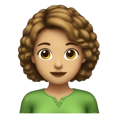 Chica de pelo corto,lacio de color castaño oscuro por debajo de los hombros , ojos color verde con marrón  sticker