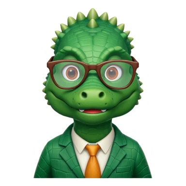 A claymation-style academic alligator. The background is a solid white circle sticker