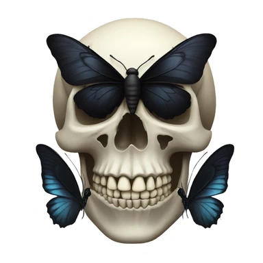 black skull with butterfly sticker