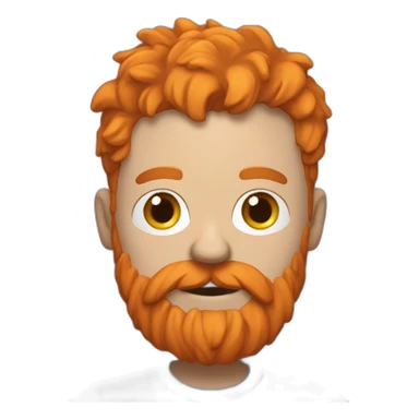 Man named Gordon flowers with big scraggly orange beard, wearing red shorts blue T-shirt, holding stack of messy papers sticker