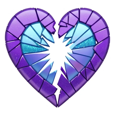 glitter cian and purple broken heart sticker