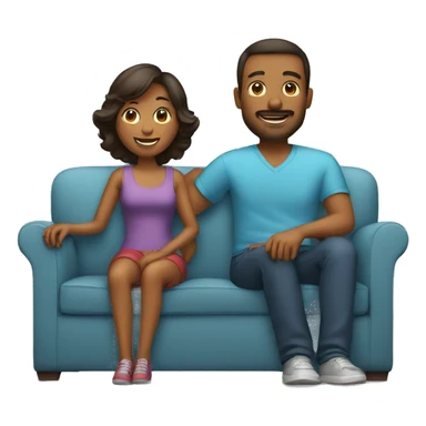 mom and dad and kid on couch sticker