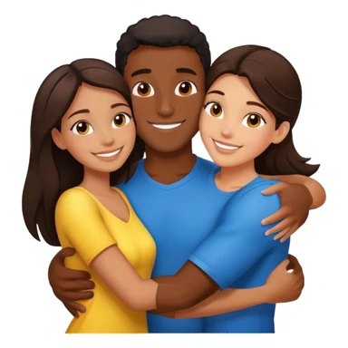 couple hug with warm smiles black latin guy Brazilian brunette girl  sticker