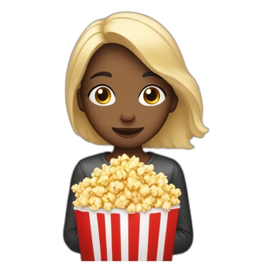 Une fille qui regarde un film avec du popcorn sticker