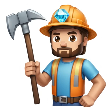 Minecraft miner holding a diamond pickaxe sticker