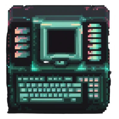 32x32 cyberpunk document file icon with digital glitch effect, retro computer style sticker