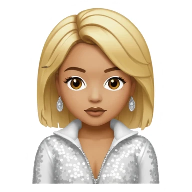 T-Boz from TLC with blonde hair, white sequin outfit sticker