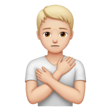 arms crossed over chest and holding neck in pain  sticker