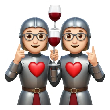 Two medieval knights cheer-sing heart shaped glasses of wine  sticker