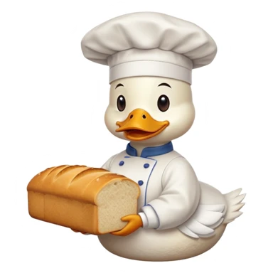 duck serving a loaf of gluten bread sticker