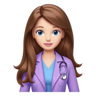 beautiful barbie girl with long brown hair, blue eyes and wearing light purple clothes watching doctor who sticker