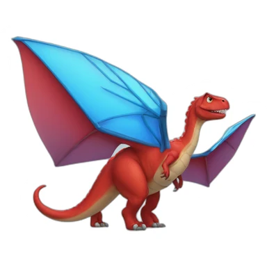 red dinosaur with blue wings sticker