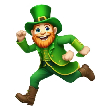 Leprechaun running over a rainbow sticker