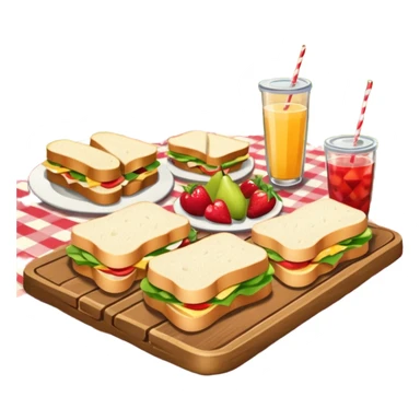 picnic table with food items on it sticker