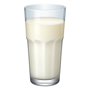 the drink is only milk white, The bottom and mouth of the glass are the same width and thin a toll, There is only white liquid inside, photo realistic, like a third from left sticker