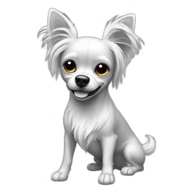 "dog-blackandwhite-longhairbody-barelegs-chihuahuaears-hairyears sticker