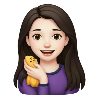 Girl smiling choking herself sticker