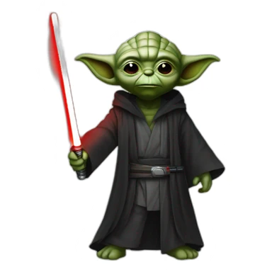 Dark Yoda with a red lightsaber sticker