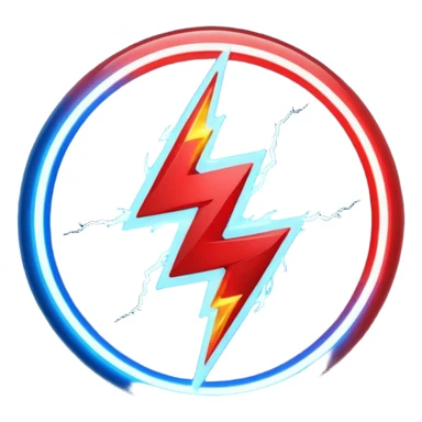 Red and blue lightening in a circle shape with effects sticker