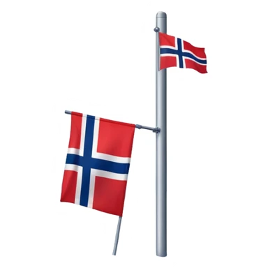 Norweigan flag on a pole on snowy ground  sticker