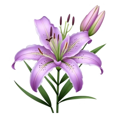 single Lavender Oriental Lily, straight stem sticker