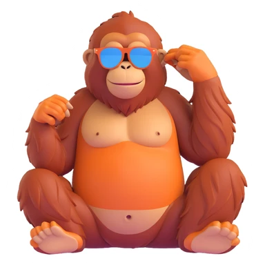a cool orangutan wearing sunglasses relaxed pose fun and expressive sticker