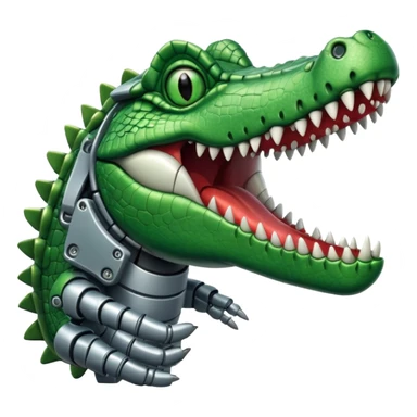 crocodile with a robot hand hanging out of mouth sticker