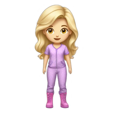 Bebe fille blonde en pijama et des bottes mauve  sticker