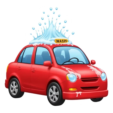 create me an image for a vertical in my super app, Car wash, entering the auto wash machine with soup...etc sticker