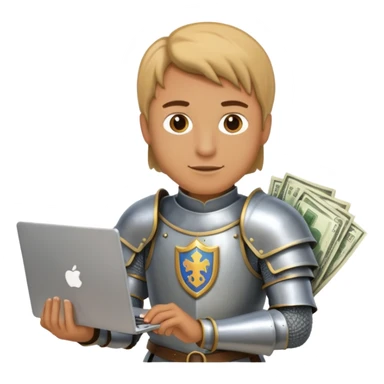 Knight with laptop and money sticker
