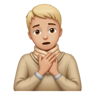 person with hands wrapped around their neck, sarcastically choking themself sticker