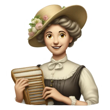 Victorian lady holding soap and washboard  sticker