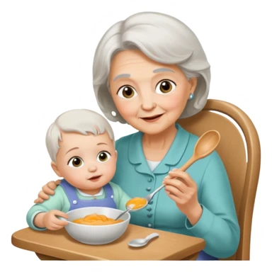 Grandmother feeding - 7 month granddaughter sticker