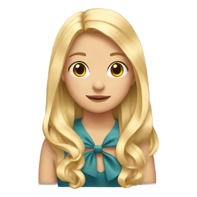 Blonde hair girl with ribbon sticker