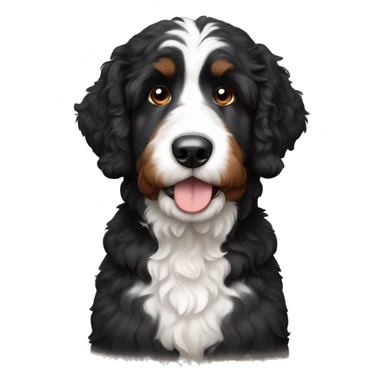 black and white bernedoodle with brown eyebrows sticker