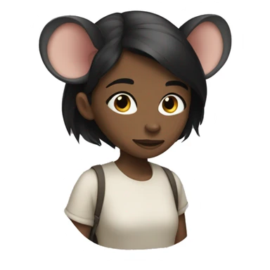 A girl with dark hair with a rat on her shoulder sticker