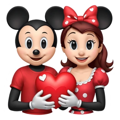 Mickey Mouse and Minnie Mouse with a heart  sticker