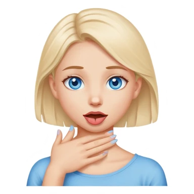 A blue eyed girl with hands crossed around her neck and tongue out sticker
