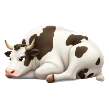 Fat cow looking cat being lazy sticker