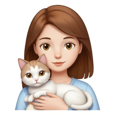 Brown-haired girl holding a white cat sticker