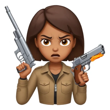 Crazy angry brown girl with gun sticker