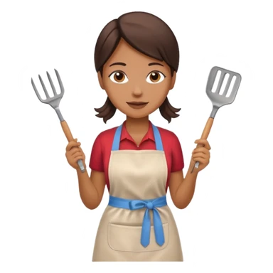 woman grilling bbq with grill and apron sticker