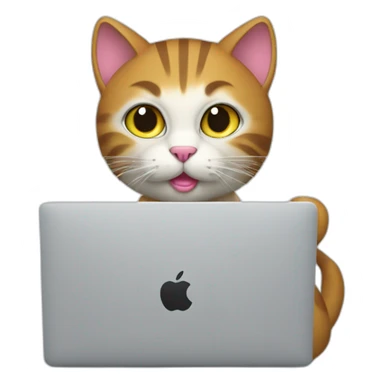 cat writing elixir code with macbook sticker