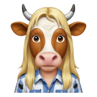 cow with long blonde hair and shirt sticker