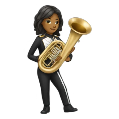 Female tuba player in marching outfit sticker
