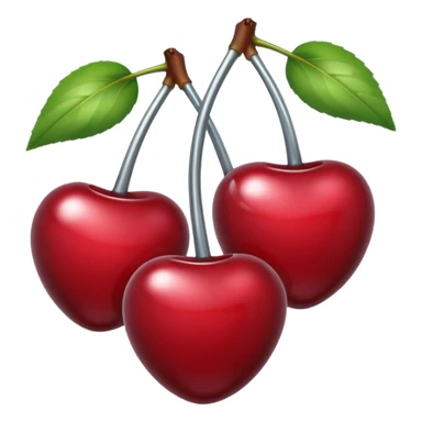A pair of cherries emoji made of liquid silver chrome, smooth rounded shapes, glossy metallic surface, subtle sensual vibe, luxury sexy aesthetic, iOS emoji style, centered, clean white background sticker