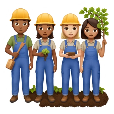 Make a photo of 5 project managers, specificly 3 girls and 2 boys, that are making project for improvment of the vineyard sticker